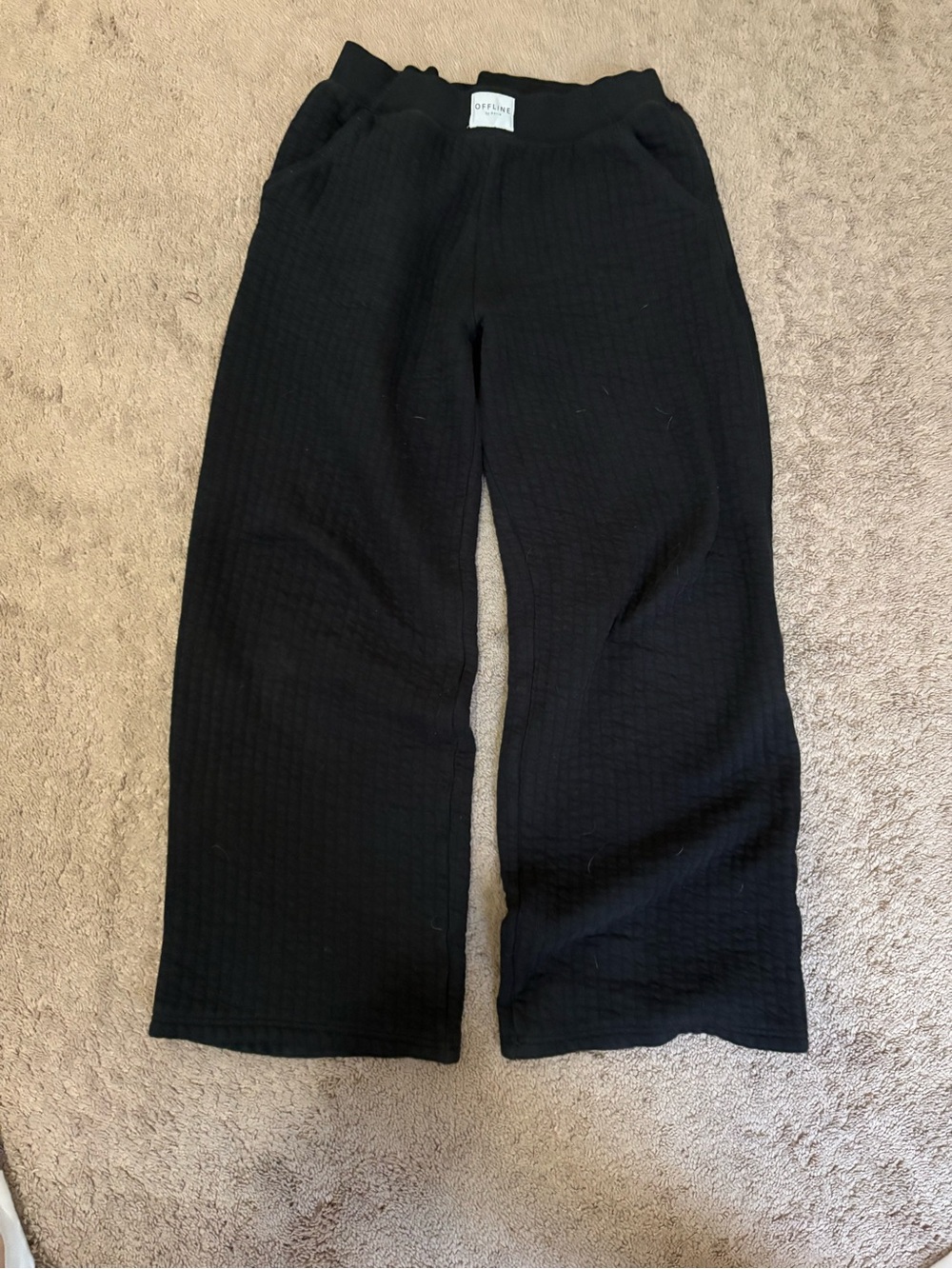 aerie Black Wide-Leg Sweatpants